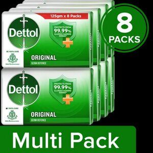 Dettol Antibacterial Bar Soap Original 100g-Pack of 8- Germ Defence Formula